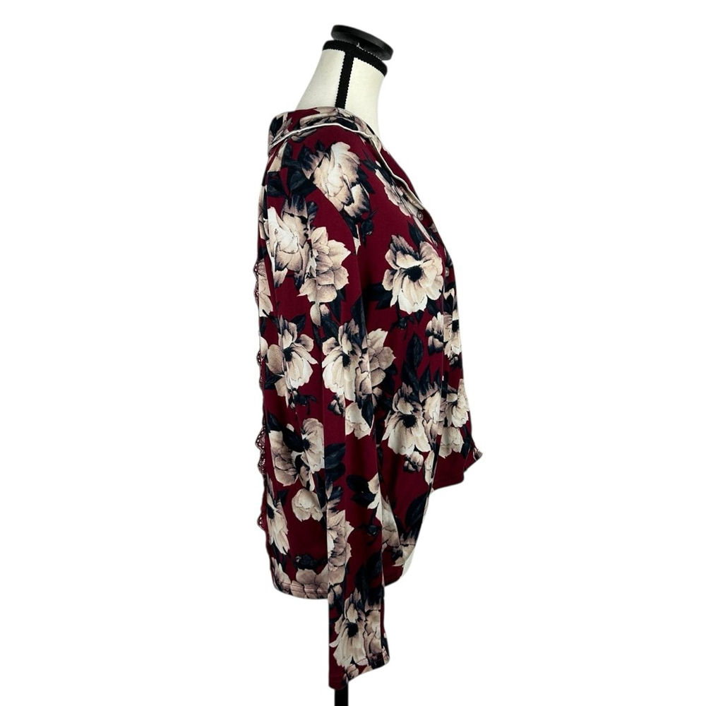BCBGMAXAZRIA Pajama Set 2 Piece Womens M Red Floral - Picture 3 of 16